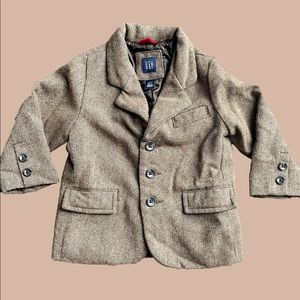 BabyGap: Brown Toggle Wool Tweed Blazer Coat Brown 2T